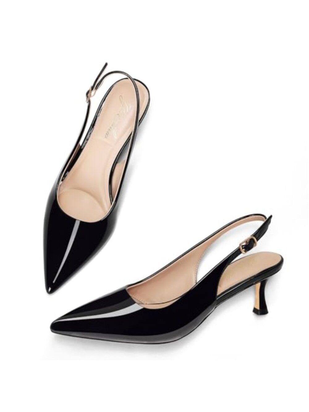 Women's Kitten Heel Slingback Pumps 2 Inch Low Heel Comfortable Closed Toe Work